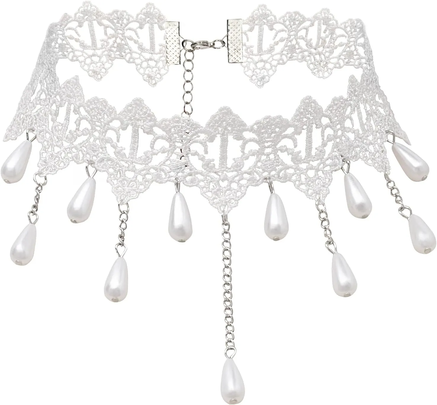 Lace Choker Necklace Gothic Jewelry Accessories, Elegant Goth Collar Necklace for Women Halloween Cosplay