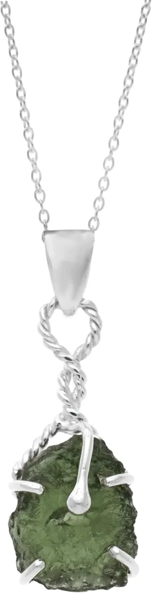 LAJARAJEWELS Authentic Moldavite Pendant, 925 Sterling Silver, Healing Moldavite Crystal, Gift For Her