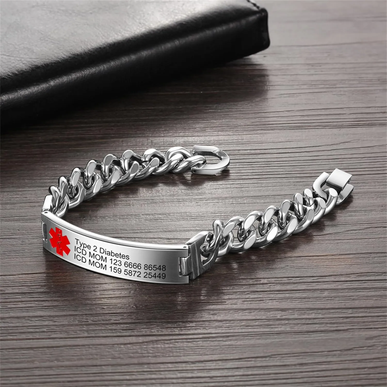 Lam Hub Fong Custom Emergency Medical Alert Bracelet - Free Engraving, Ships Next Day, Non-Tarnish Titanium Steel, Size 7.5-9.5 inches, Medical ID Bracelet for Men & Women, Durable & Comfortable