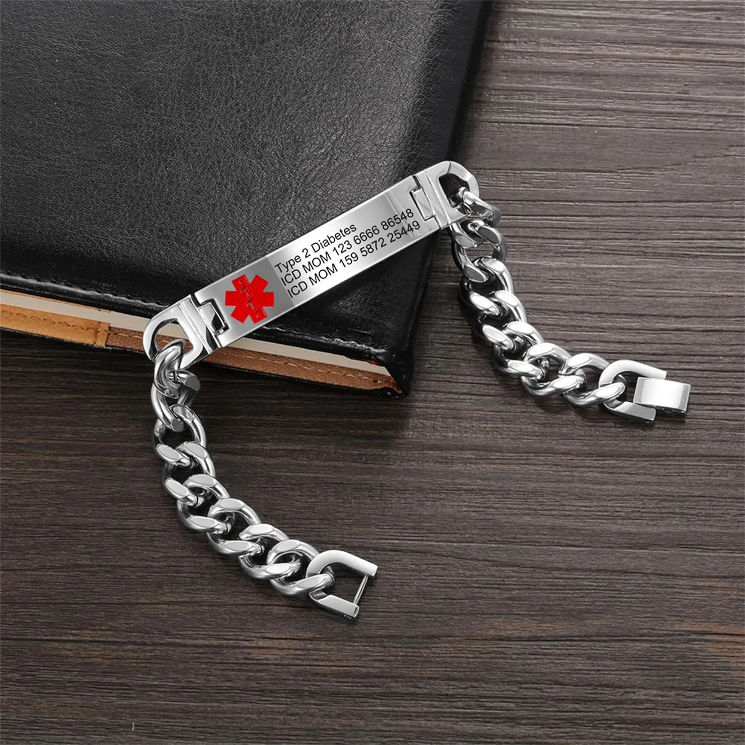 Lam Hub Fong Custom Emergency Medical Alert Bracelet - Free Engraving, Ships Next Day, Non-Tarnish Titanium Steel, Size 7.5-9.5 inches, Medical ID Bracelet for Men & Women, Durable & Comfortable