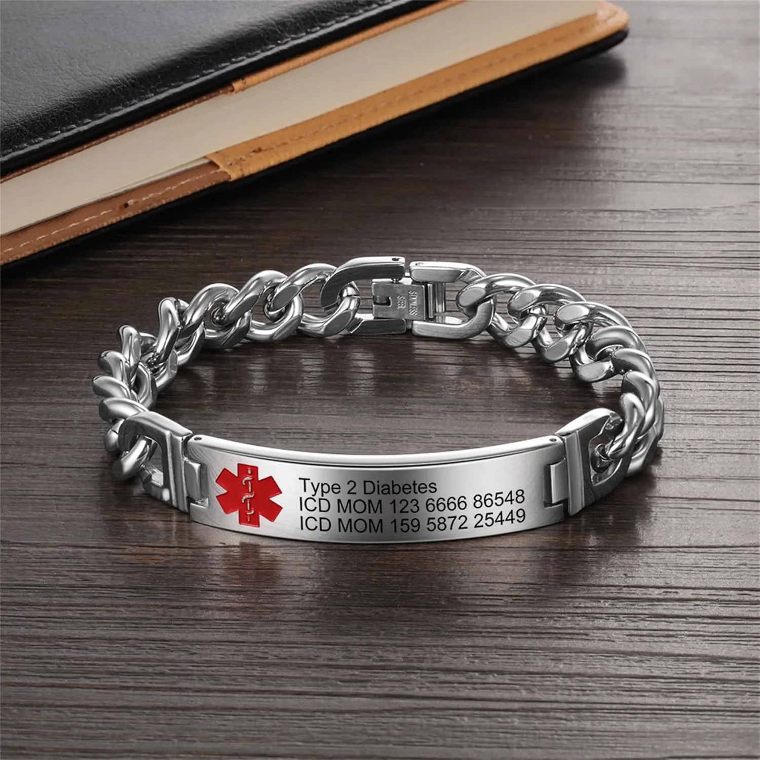 Lam Hub Fong Custom Emergency Medical Alert Bracelet - Free Engraving, Ships Next Day, Non-Tarnish Titanium Steel, Size 7.5-9.5 inches, Medical ID Bracelet for Men & Women, Durable & Comfortable