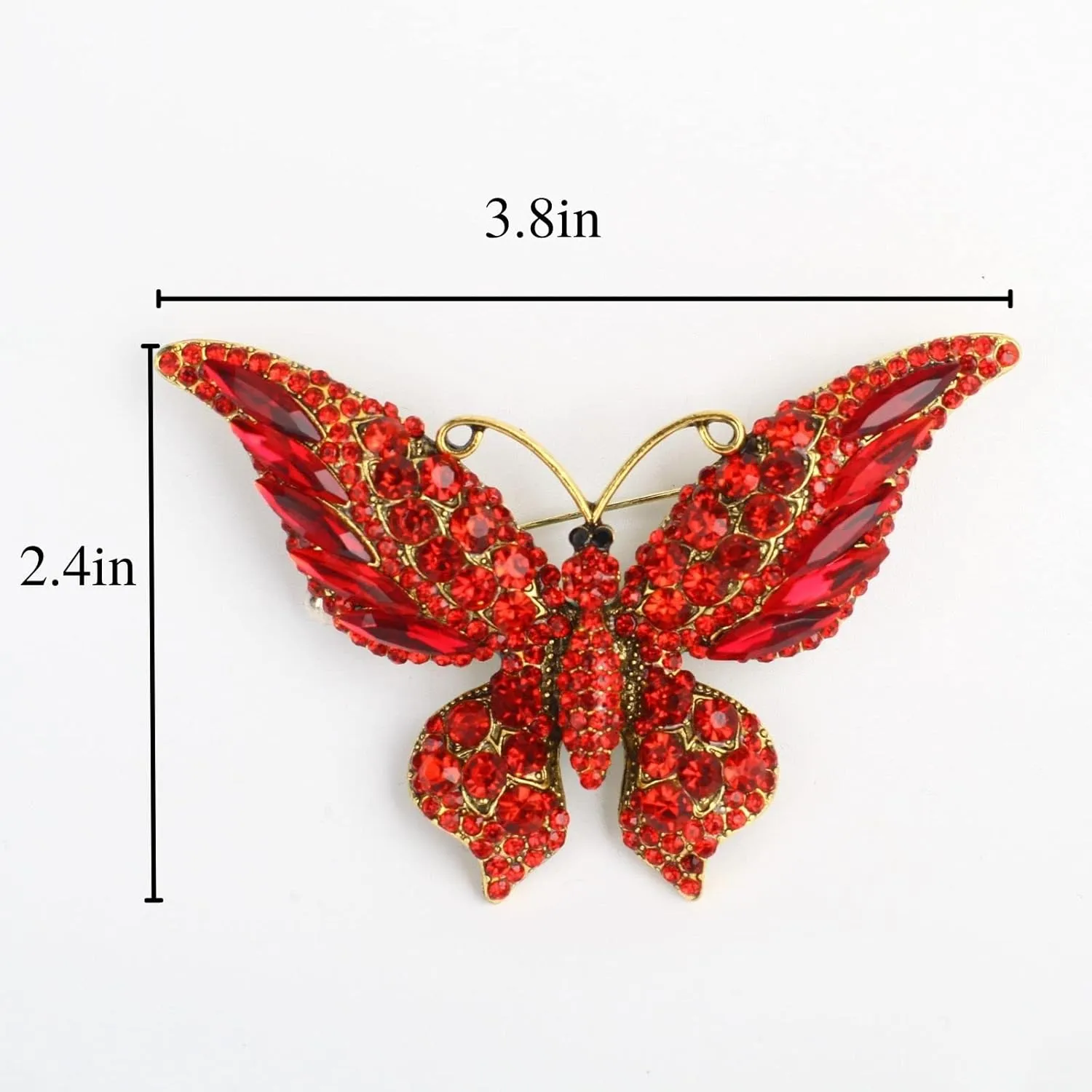 Large Crystal Rhinestone Butterfly Brooch Elegant Lapel Pins Dress Accessories Jewelry Gift For Women