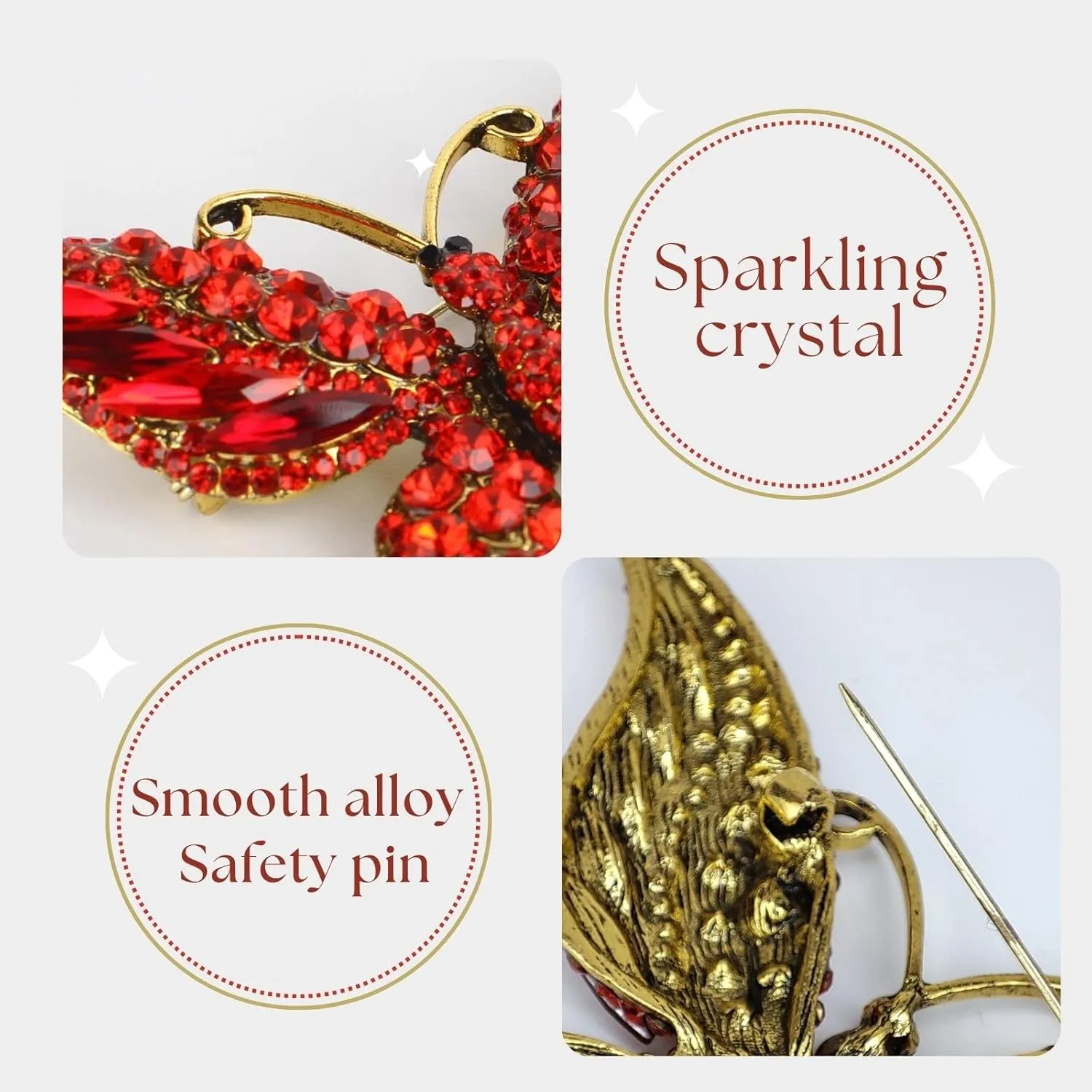 Large Crystal Rhinestone Butterfly Brooch Elegant Lapel Pins Dress Accessories Jewelry Gift For Women