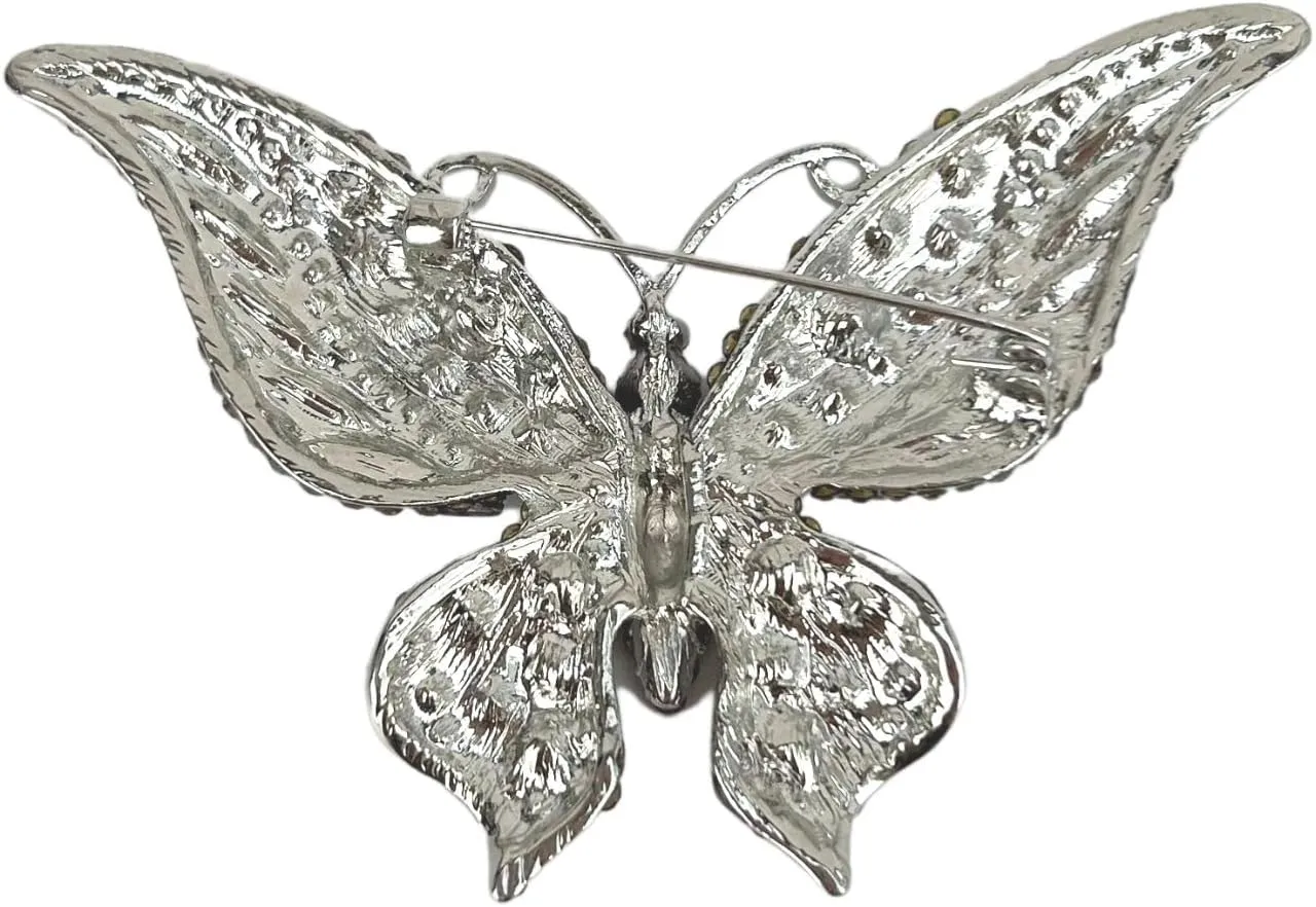 Large Crystal Rhinestone Butterfly Brooch Elegant Lapel Pins Dress Accessories Jewelry Gift For Women
