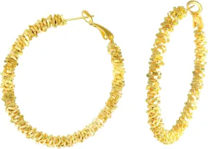 Large Silver Hoop Earrings for Women, 50mm 14k Gold Plated Big Thick Sparkly Chunky Hoop Earrings Jewelry