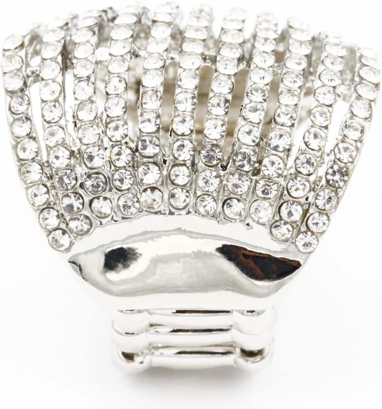 Lavencious 11 Rows with Crystals Stretch Rings Statement Rings Free Size for Women