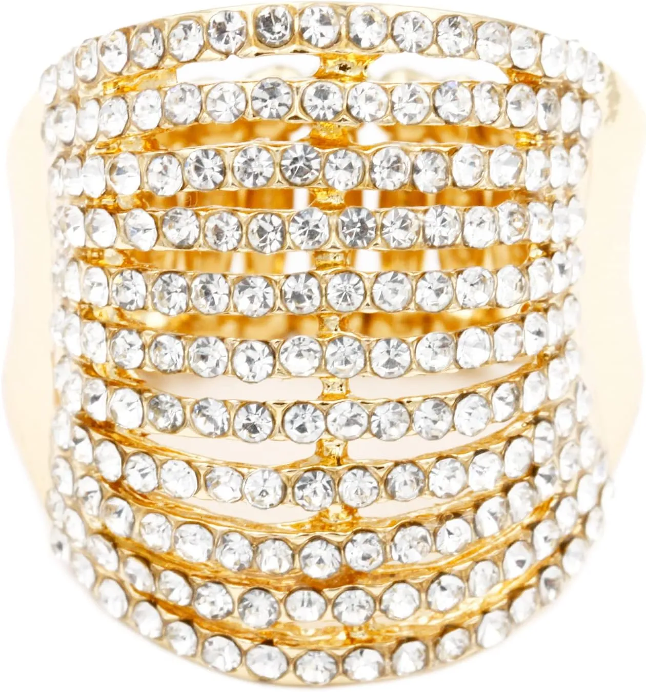 Lavencious 11 Rows with Crystals Stretch Rings Statement Rings Free Size for Women