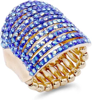 Lavencious 11 Rows with Crystals Stretch Rings Statement Rings Free Size for Women