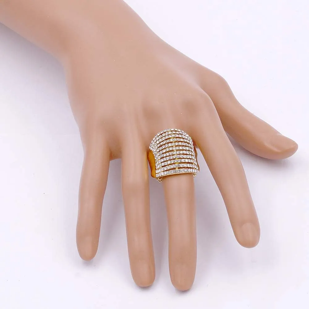 Lavencious 11 Rows with Crystals Stretch Rings Statement Rings Free Size for Women