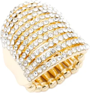 Lavencious 11 Rows with Crystals Stretch Rings Statement Rings Free Size for Women