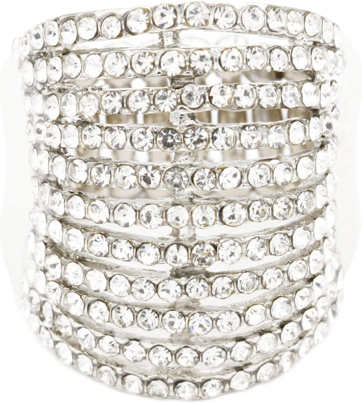 Lavencious 11 Rows with Crystals Stretch Rings Statement Rings Free Size for Women