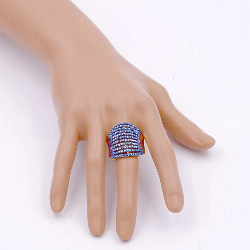Lavencious 11 Rows with Crystals Stretch Rings Statement Rings Free Size for Women