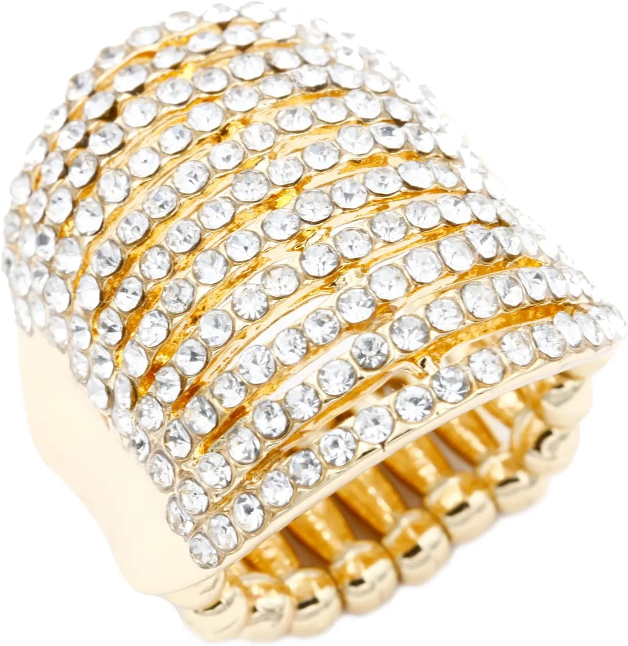 Lavencious 11 Rows with Crystals Stretch Rings Statement Rings Free Size for Women