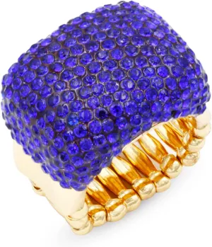 Lavencious Half Cube Shape with Crystals Stretch Rings Statement Rings Free Size for Women