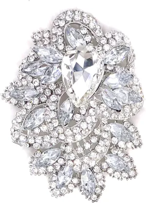 LAXPICOL Big Large Women's Vintage Austrian Crystal Elegant Flower Teardrop Brooch Gold Tone