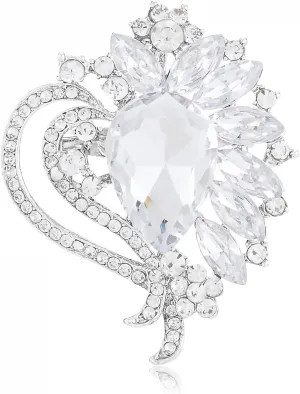 LAXPICOL Vintage Austrian Crystal Elegant Heart Flower Brooch Pin For Women Wedding Broach Pin