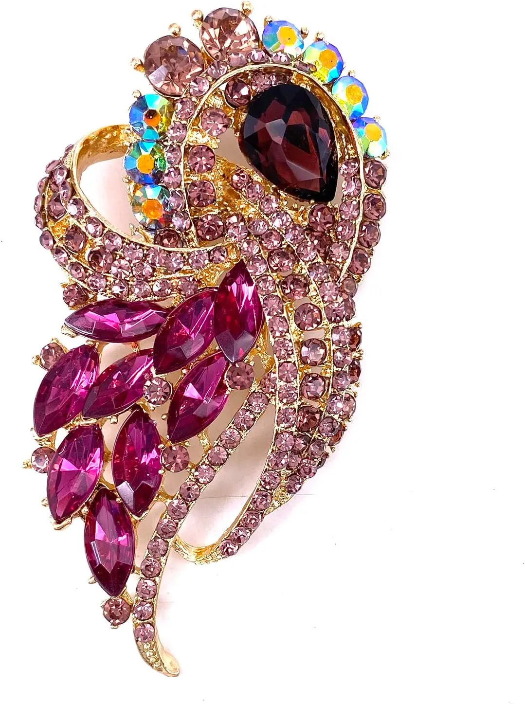 LAXPICOL Vintage Clear Austrian Crystal Elegant Flower Bouquet Wing Brooch for Women