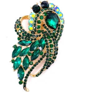LAXPICOL Vintage Clear Austrian Crystal Elegant Flower Bouquet Wing Brooch for Women