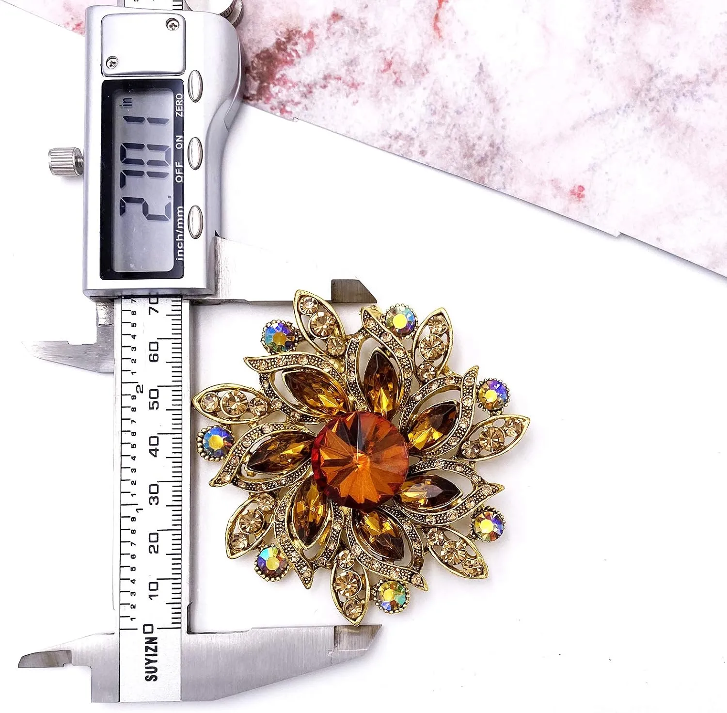 LAXPICOL Vintage Women's Austrian Crystal Elegant Flower Brooch Wedding Broach Pin