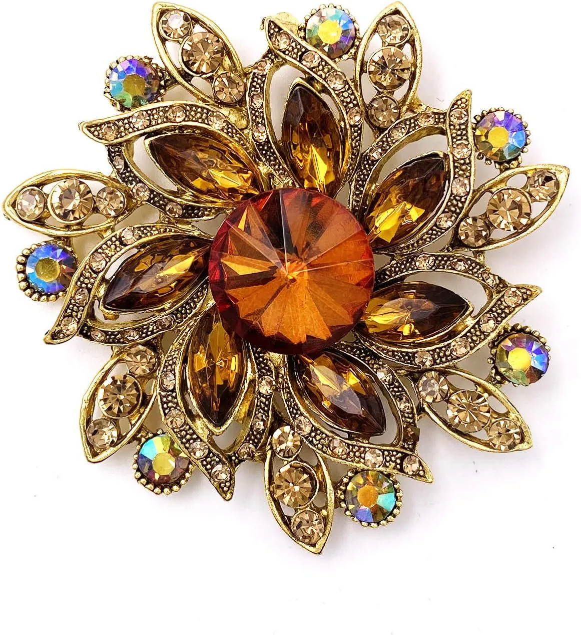 LAXPICOL Vintage Women's Austrian Crystal Elegant Flower Brooch Wedding Broach Pin