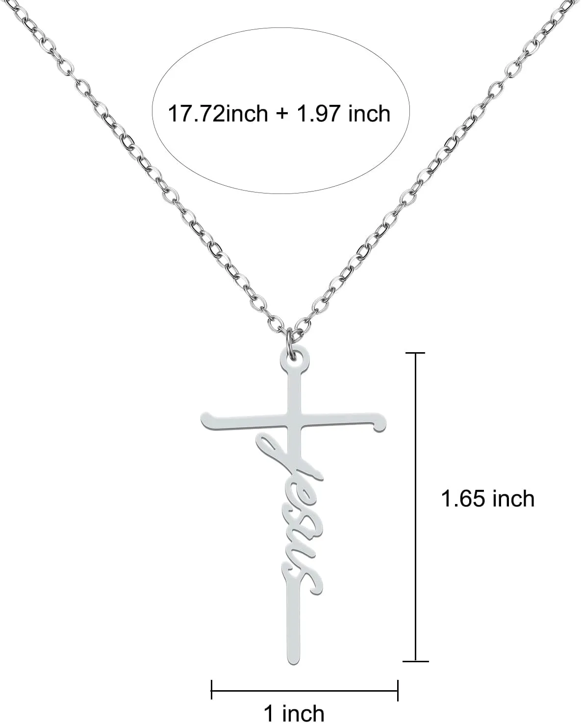 Lcbulu Faith Cross Necklace for Women - Stainless Steel Pendant Necklaces Religious Gifts for Women Christian Jewelry Gifts