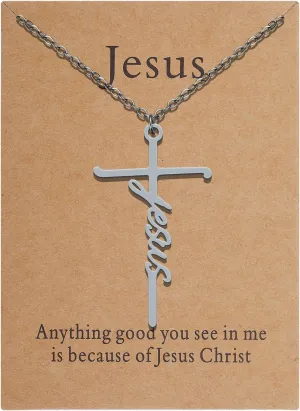 Lcbulu Faith Cross Necklace for Women - Stainless Steel Pendant Necklaces Religious Gifts for Women Christian Jewelry Gifts