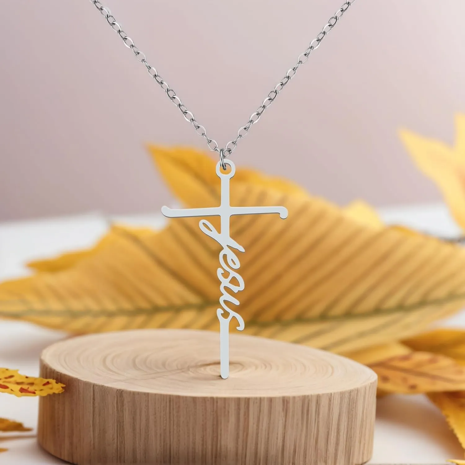 Lcbulu Faith Cross Necklace for Women - Stainless Steel Pendant Necklaces Religious Gifts for Women Christian Jewelry Gifts