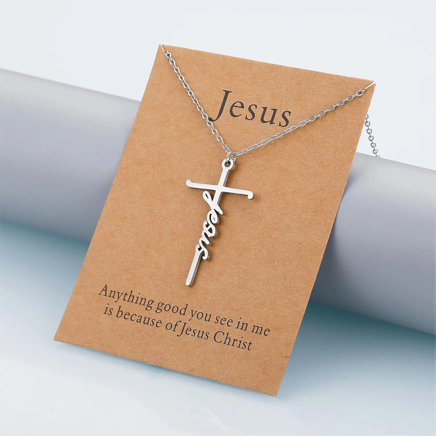 Lcbulu Faith Cross Necklace for Women - Stainless Steel Pendant Necklaces Religious Gifts for Women Christian Jewelry Gifts