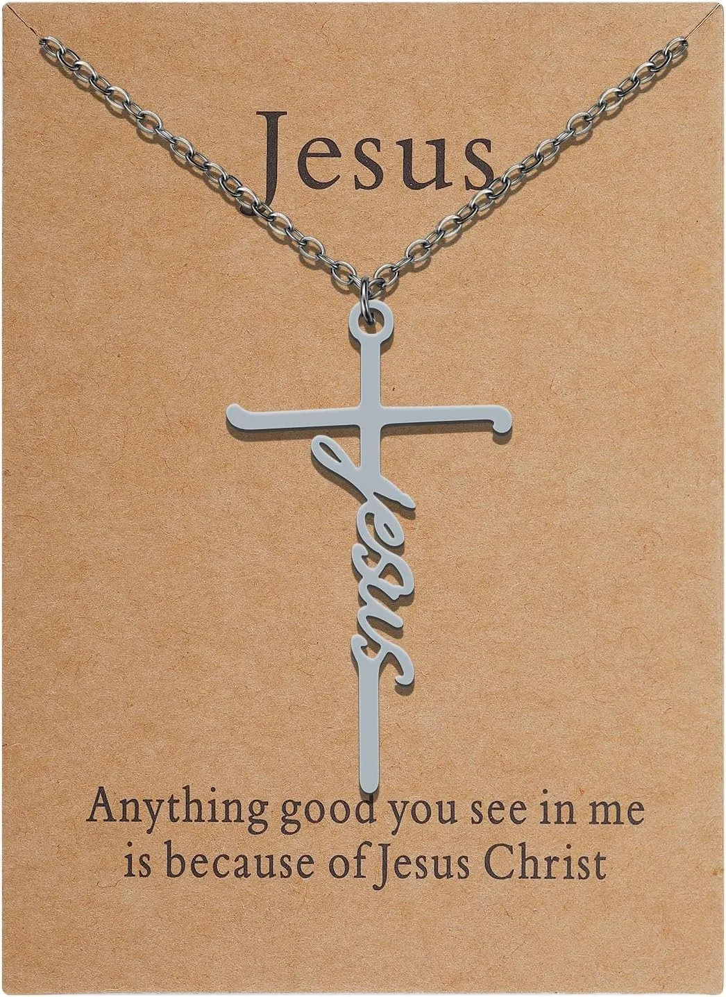 Lcbulu Faith Cross Necklace for Women - Stainless Steel Pendant Necklaces Religious Gifts for Women Christian Jewelry Gifts