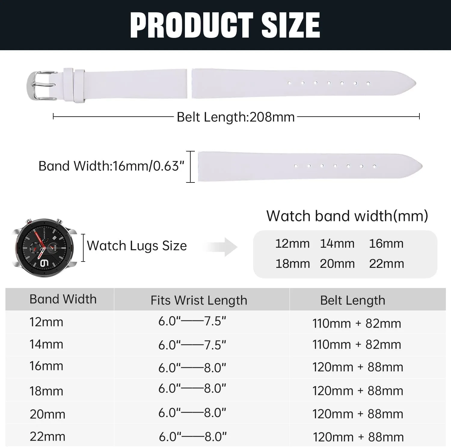 Leather Watch Strap Watch Band Silver Buckle Elegant Leather Watch Strap for Men and Women