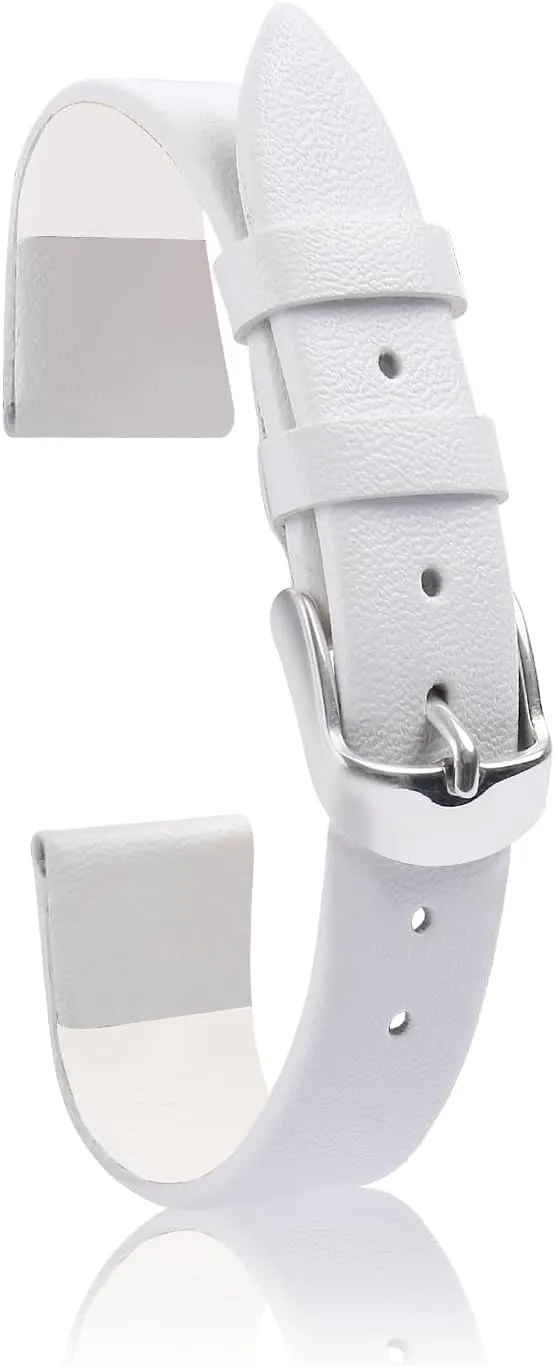 Leather Watch Strap Watch Band Silver Buckle Elegant Leather Watch Strap for Men and Women
