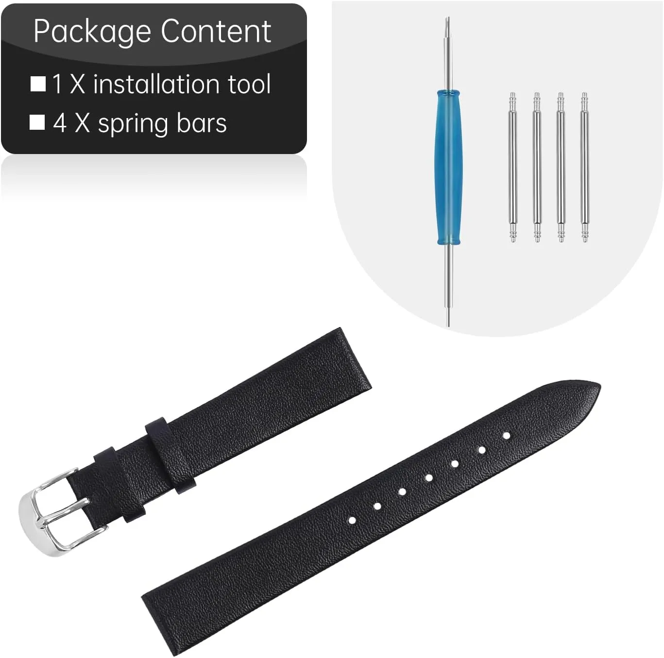 Leather Watch Strap Watch Band Silver Buckle Elegant Leather Watch Strap for Men and Women