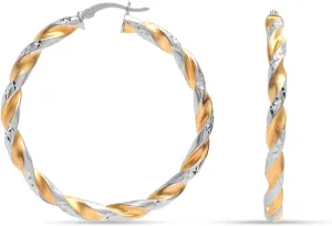 LeCalla 925 Sterling Silver Large Hoop Earrings | Lightweight High-Polished Italian Handmade Earring Hoops | Round Shaped Statement Hoops Earring for Women