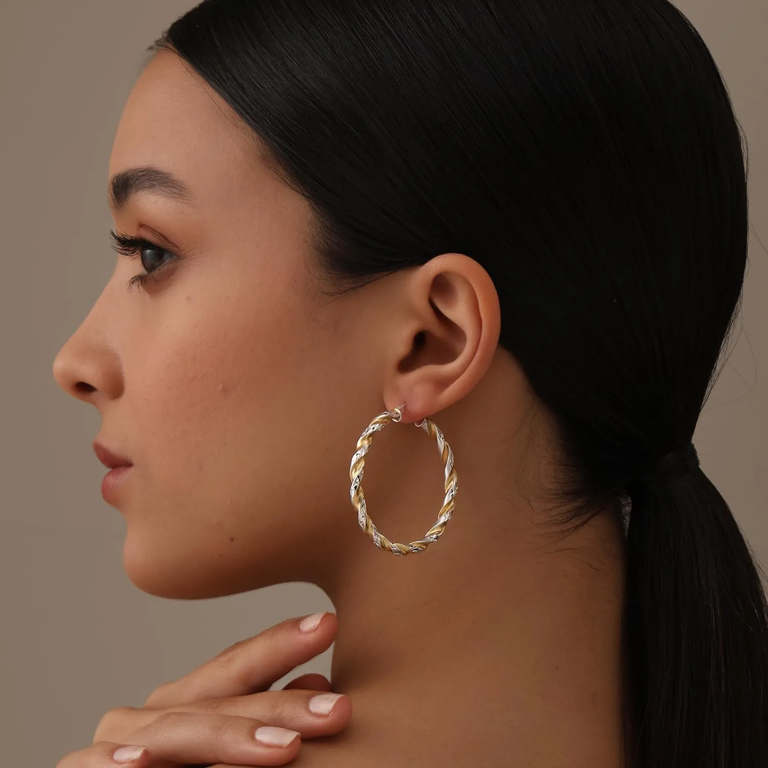 LeCalla 925 Sterling Silver Large Hoop Earrings | Lightweight High-Polished Italian Handmade Earring Hoops | Round Shaped Statement Hoops Earring for Women
