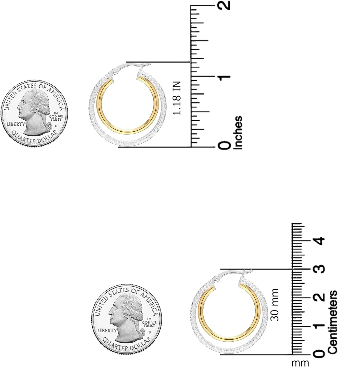 LeCalla 925 Sterling Silver Two-Tone Three-Tone Hoop Earrings Intertwining Round Shape Polished Chunky Hoop Earrings for Women