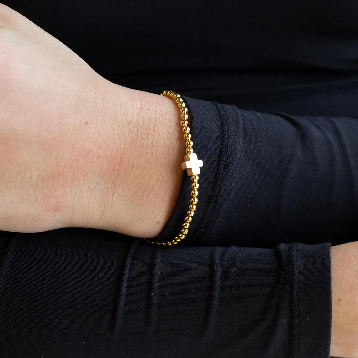 Lenny & Eva Faith Over Fear Cross Stretchable Bracelets for Women Inspirational Jewelry with Message on Card