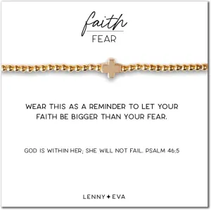 Lenny & Eva Faith Over Fear Cross Stretchable Bracelets for Women Inspirational Jewelry with Message on Card