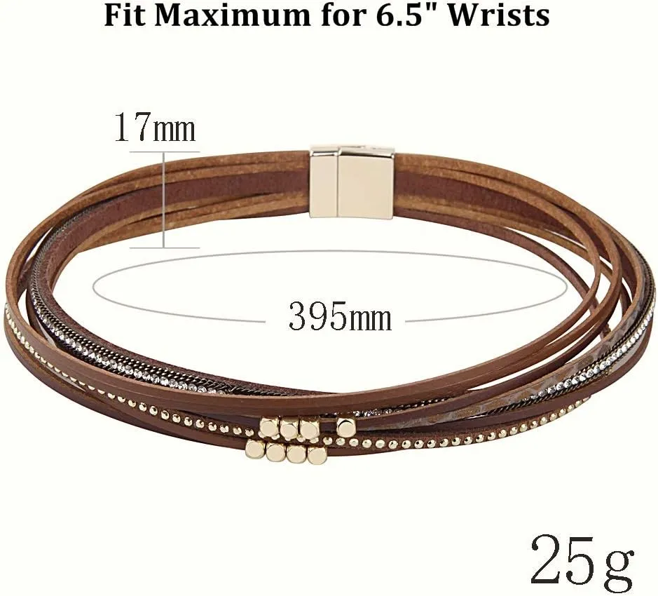 Leopard Print Leather Wrap Bracelet in Multilayer Strands Leahter Cuff Bracelets for Women Mother Wife