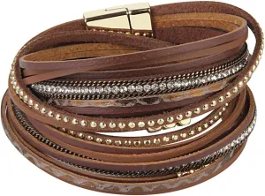 Leopard Print Leather Wrap Bracelet in Multilayer Strands Leahter Cuff Bracelets for Women Mother Wife