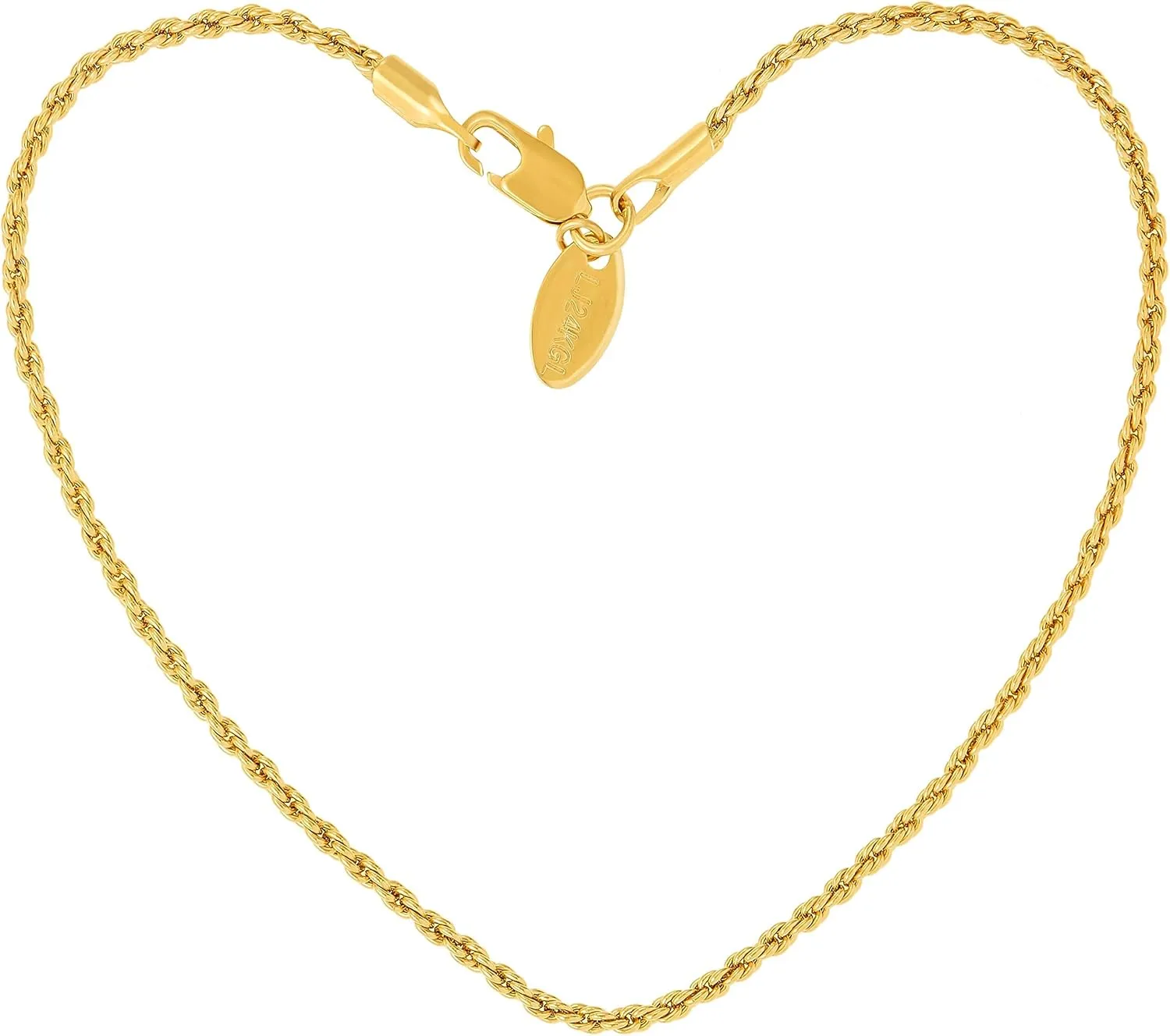 LIFETIME JEWELRY Womens Gold Anklet 1mm Rope Chain Ankle Bracelet 24k Real Gold Plated