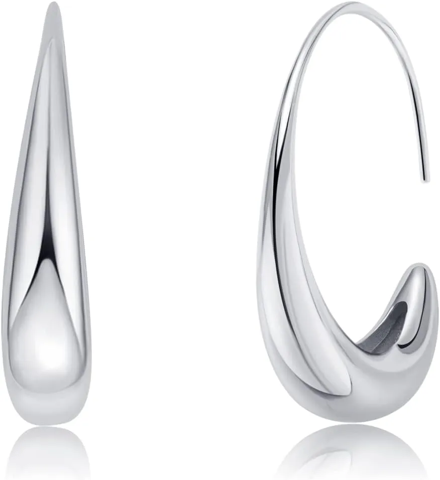 Lightweight Teardrop Hoop Earrings for Women 18k White Gold/Gold Plated Large Oval Hoop Earrings High Polished Statement Hoop Earrings Jewelry Gifts