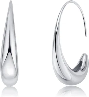 Lightweight Teardrop Hoop Earrings for Women 18k White Gold/Gold Plated Large Oval Hoop Earrings High Polished Statement Hoop Earrings Jewelry Gifts