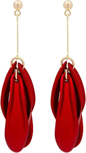 Long Rose Petal Dangle Earrings Boho Acrylic Flower Large Statement Resin Floral Earrings for Lady