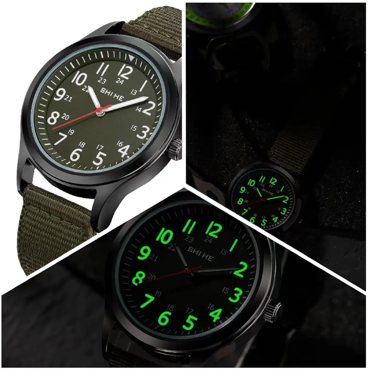 Luminous Wrist Watch with Nylon Textile Strap
