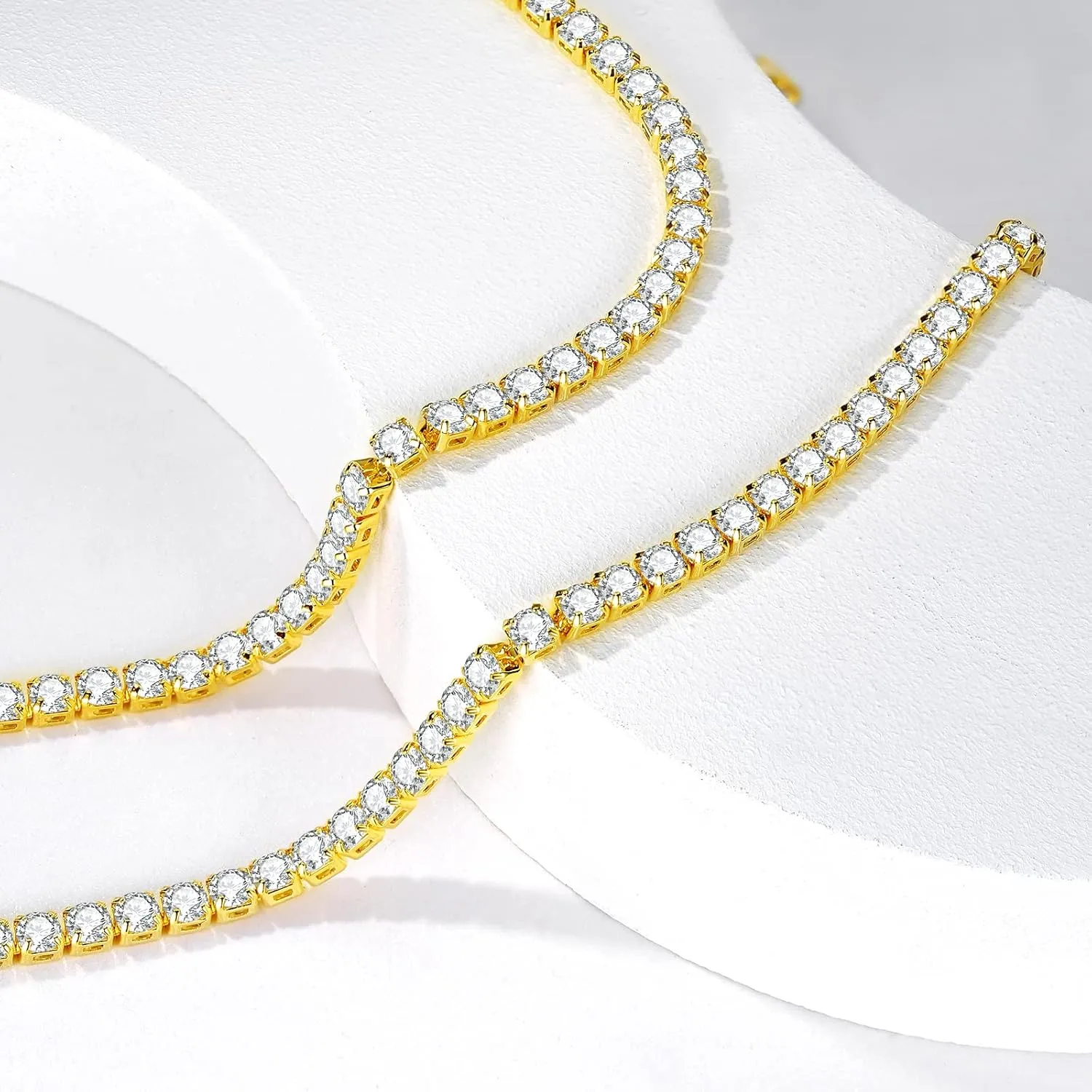Luxval Tennis Necklace 14K Gold Plated Rhinestone Butterfly Choker Necklaces for women Dainty Zirconia Cut Faux Diamond chain 3mm