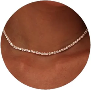 Luxval Tennis Necklace 14K Gold Plated Rhinestone Butterfly Choker Necklaces for women Dainty Zirconia Cut Faux Diamond chain 3mm