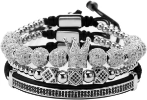 MAGIC FISH Imperial Crown King Mens Bracelet Pave CZ Stainless Steel Bracelets for Men Luxury Charm Fashion Cuff Bangle Crown Birthday Jewelry