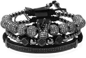 MAGIC FISH Imperial Crown King Mens Bracelet Pave CZ Stainless Steel Bracelets for Men Luxury Charm Fashion Cuff Bangle Crown Birthday Jewelry