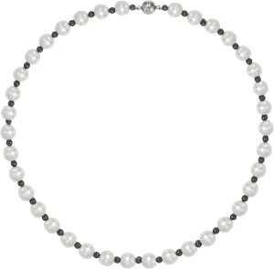 Magnetic Hematite Necklace Pearl Necklace 10 mm White Pearl Chain Necklace Pearl Choker Necklace Magnet Clasp Necklaces Fashion Chain Jewelry Gifts for Men Women 20 inch