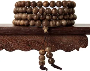 Mala Meditation Buddhist Prayer Beads Necklace, Bracelet, 108 Wood Mala Bracelet Tibetan Buddhist Link Wrist Agarwood Beads Prayer Necklace Handmade Christmas Thanksgiving Jewelry (Size : 8MM)